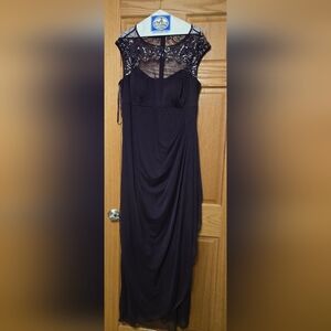 Xscape Deep Purple Mesh Dress